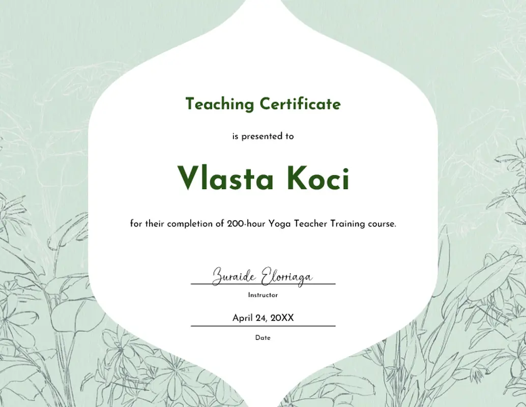 Teaching certificate